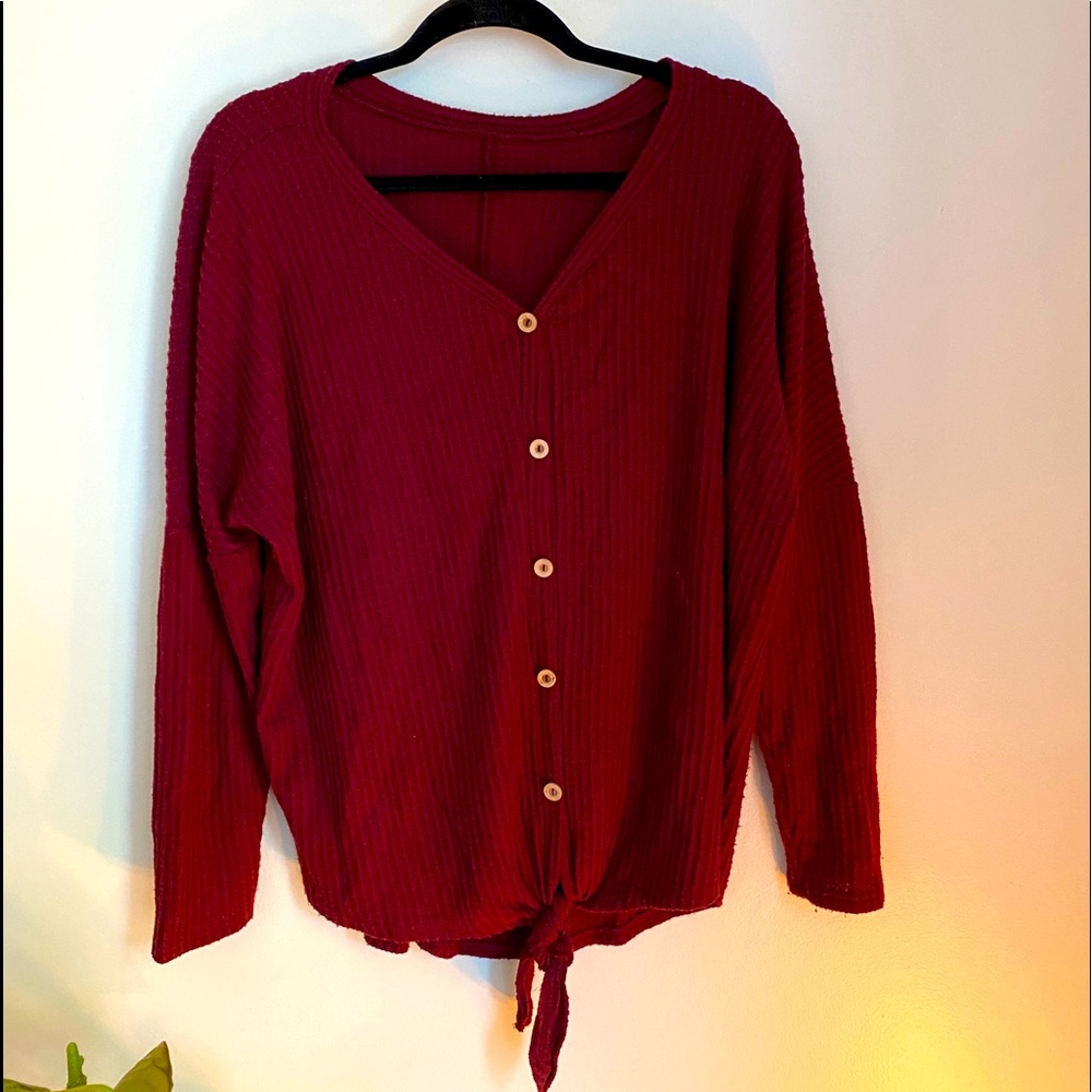 Over-sized Maroon Long sleeve shirt